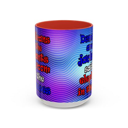donkeys and elephants - Accent Mug (purple wave)