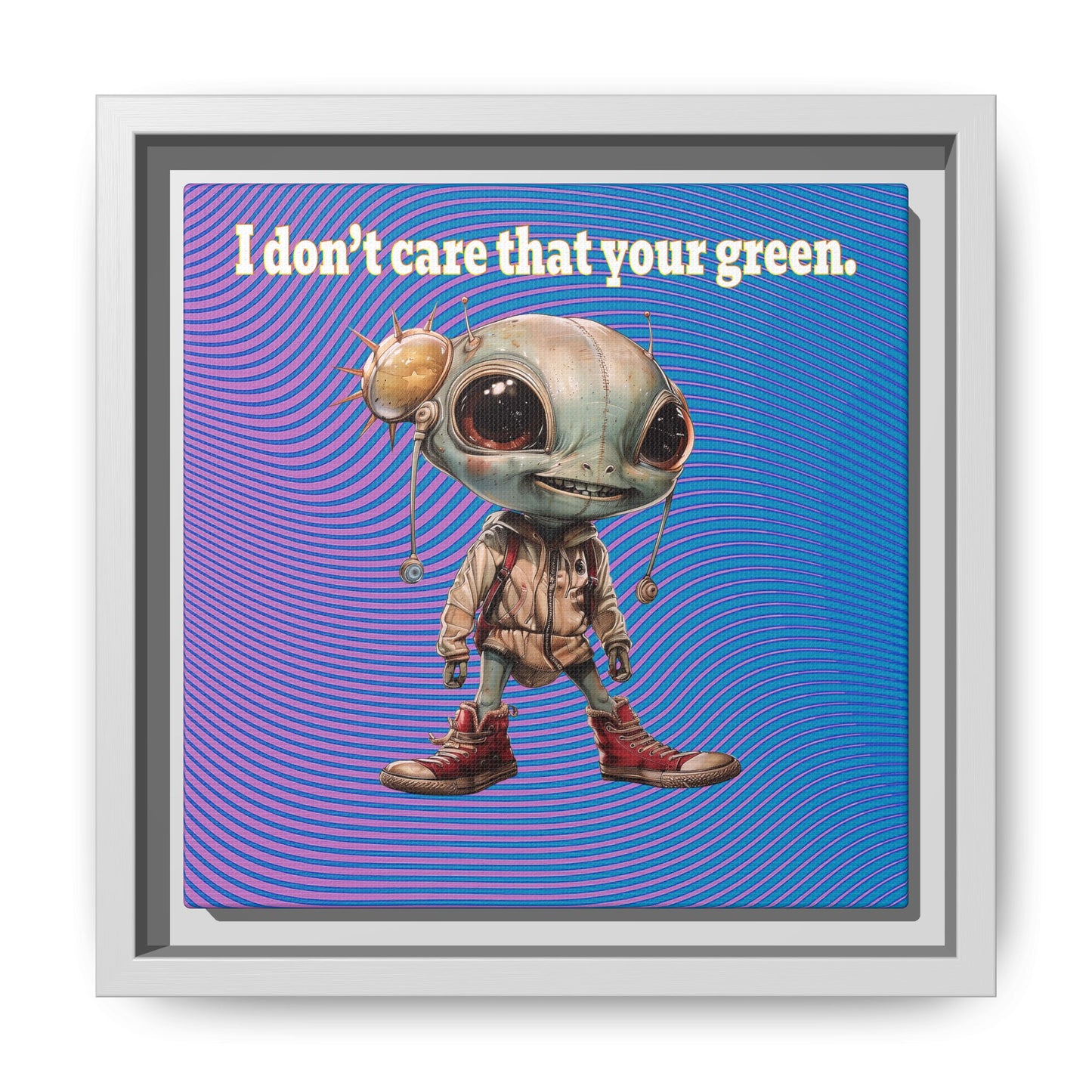 I don't care that your green - framed canvas art (light blue-purple wave)