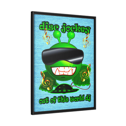 disc jockey - framed canvas art (faded blue)