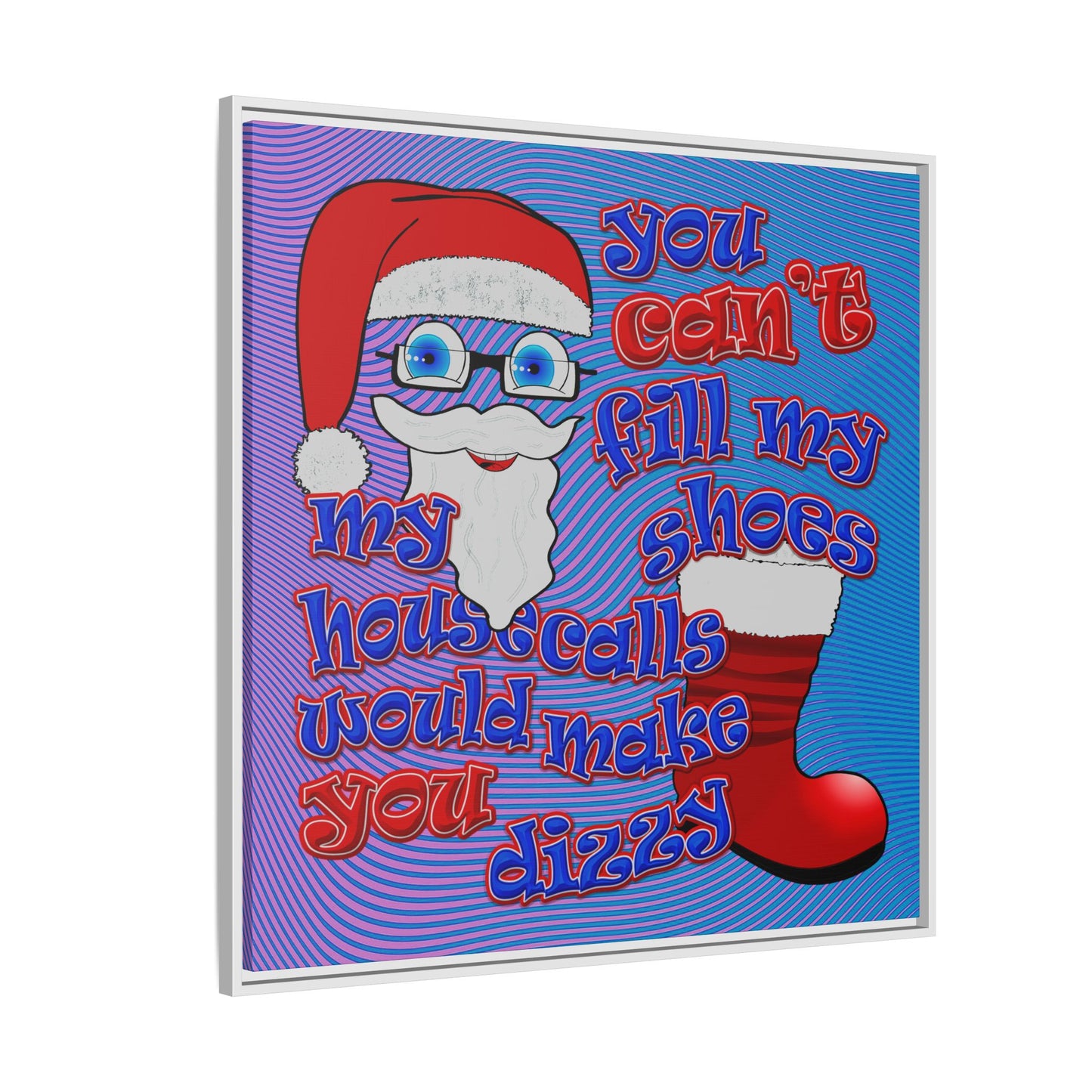 santa's shoes - framed canvas art (light blue-purple wave)