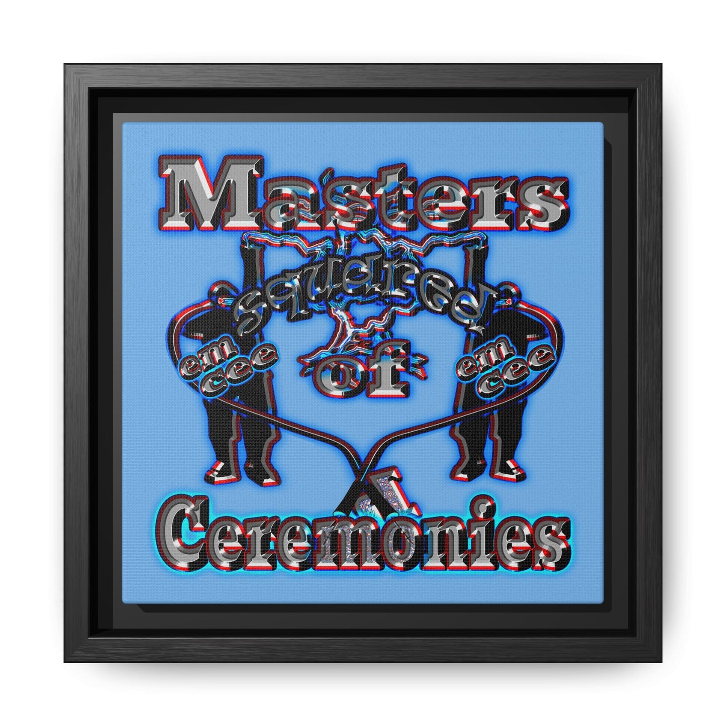 em cee squared - framed canvas art (light blue)