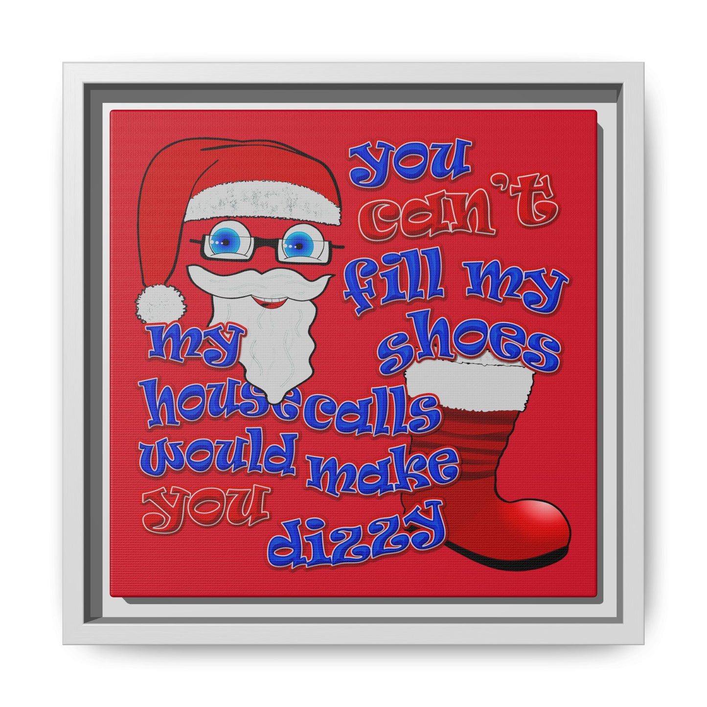 santa's shoes - framed canvas art (dark red)