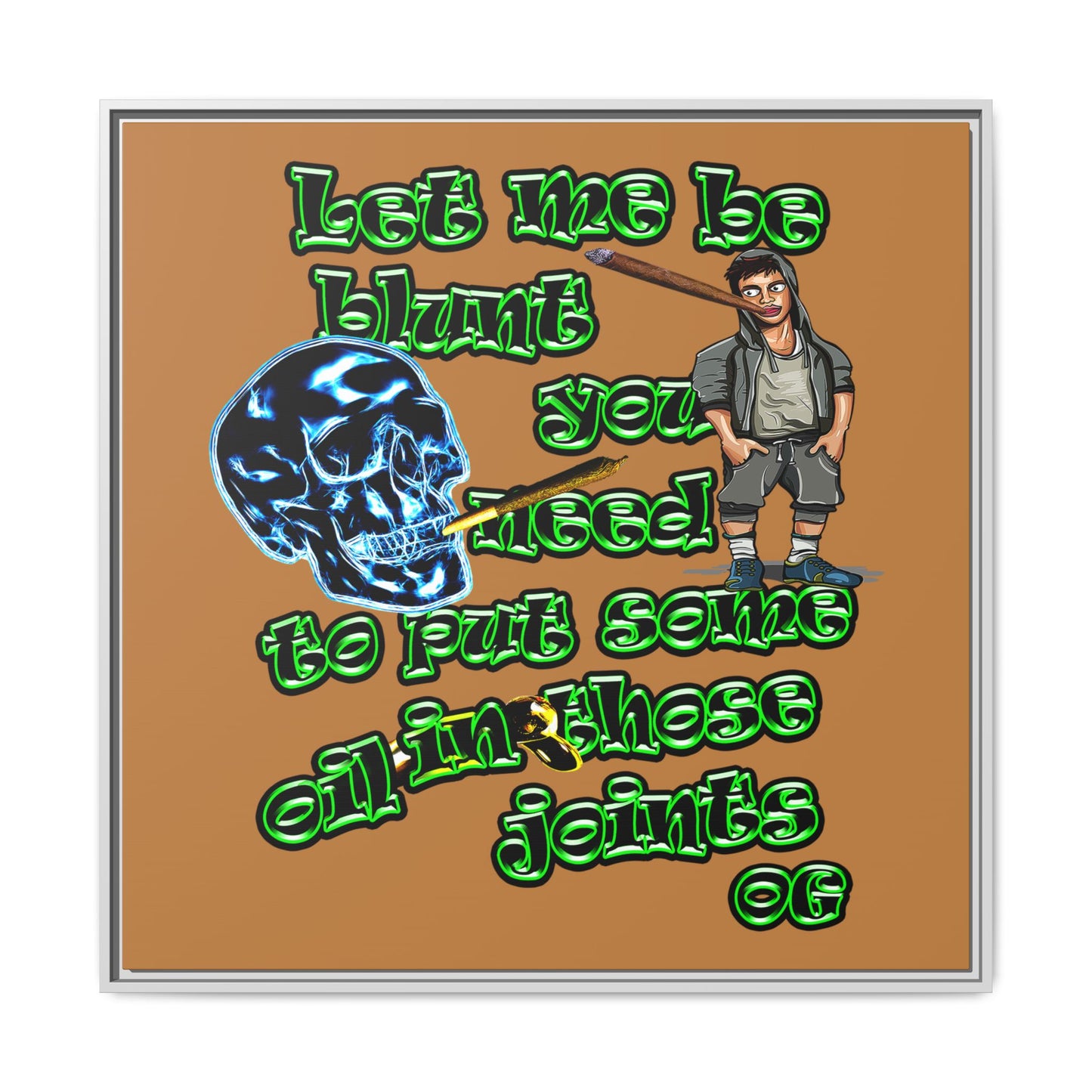 og - framed canvas art (light brown)