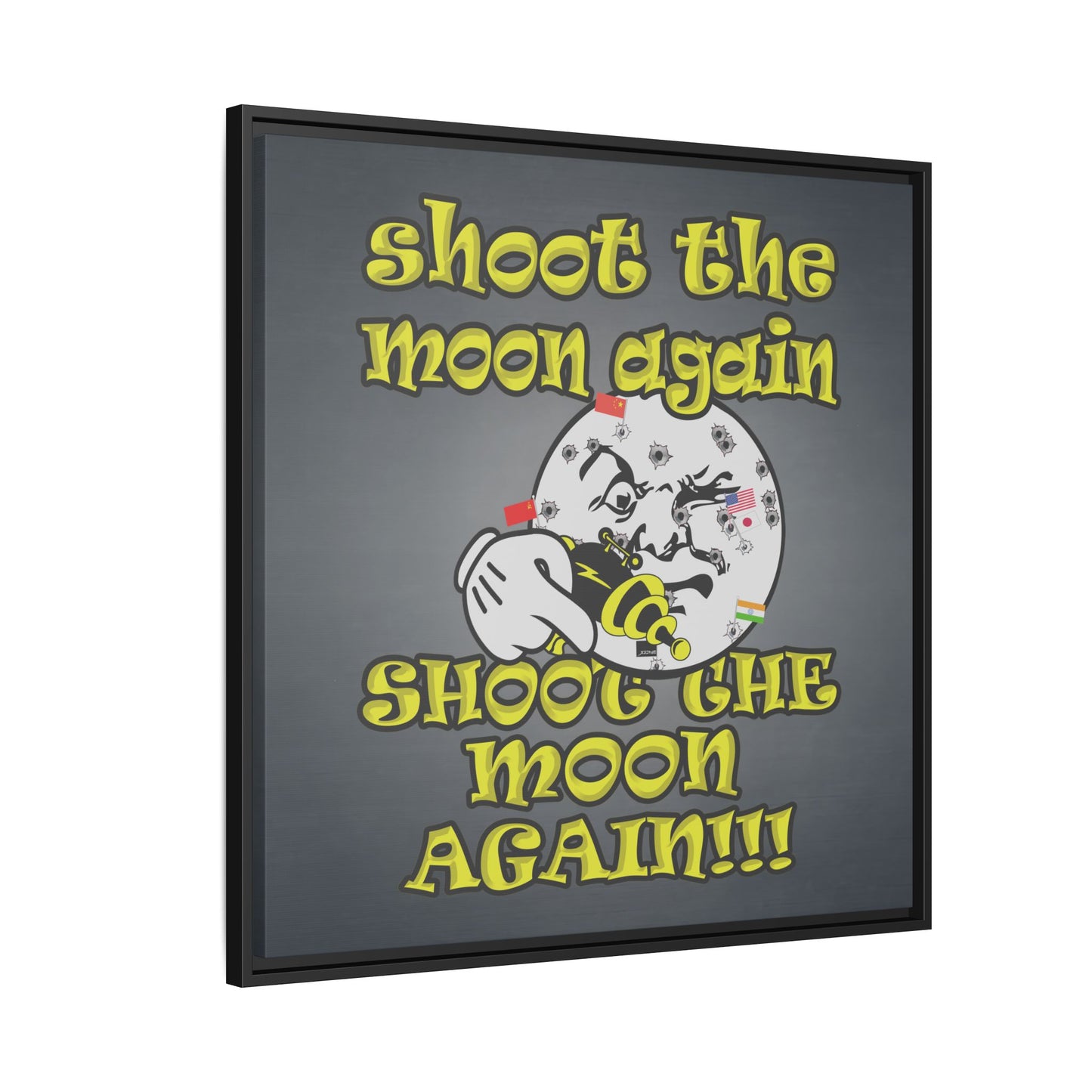 shoot the moon again - framed canvas art (grey-light grey)
