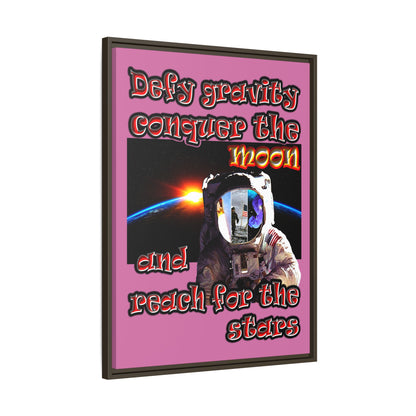 defy conquer reach - framed canvas art (light pink)