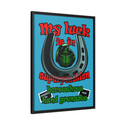 my luck - framed canvas art (turquoise)