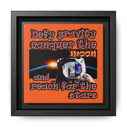 defy conquer reach - framed canvas art (orange)