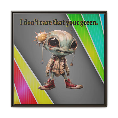 I don't care that your green - framed canvas art (rainbow split)