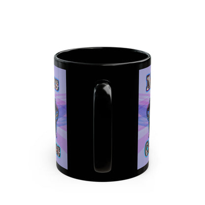 em cee squared - Black Mug (light blue-pink wave)