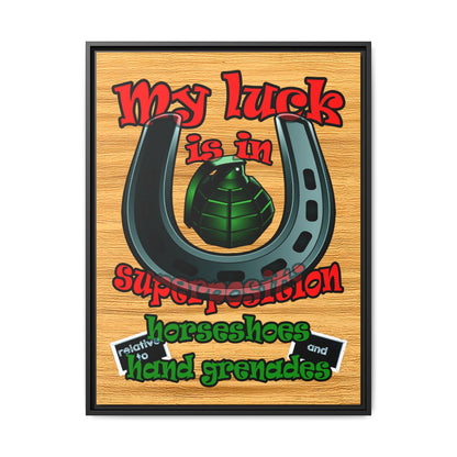 my luck - framed canvas art (butterscotch wood finish)
