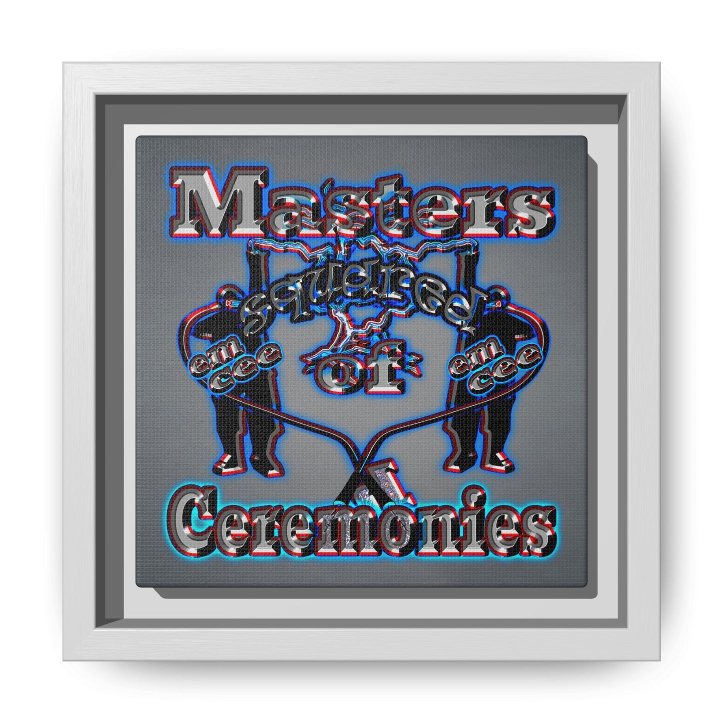 em cee squared - framed canvas art (grey-light grey)