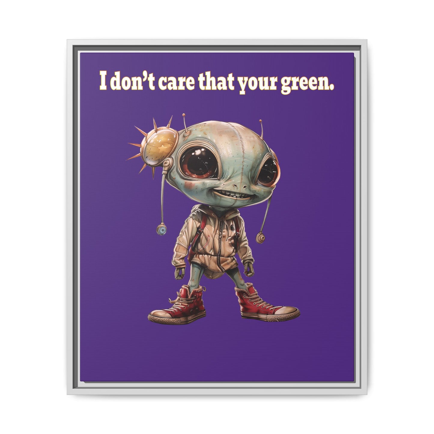 I don't care that your green - framed canvas art (purple)