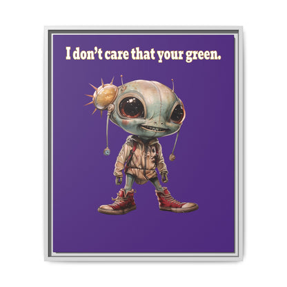 I don't care that your green - framed canvas art (purple)