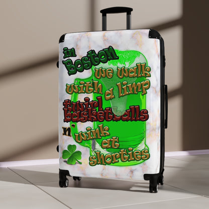 celtics logo - Suitcase (white marble)