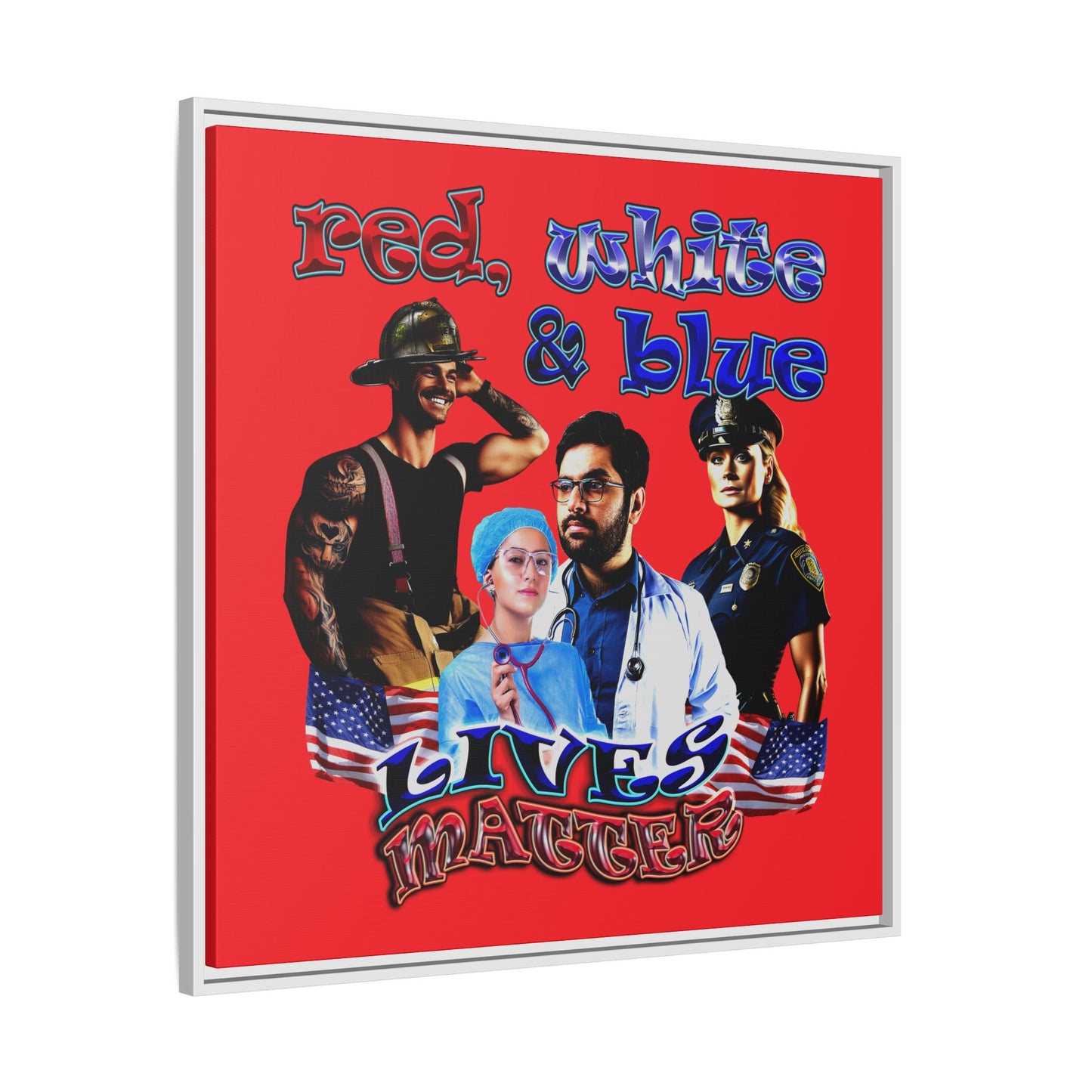 rw&b lives matter - framed canvas art (red)
