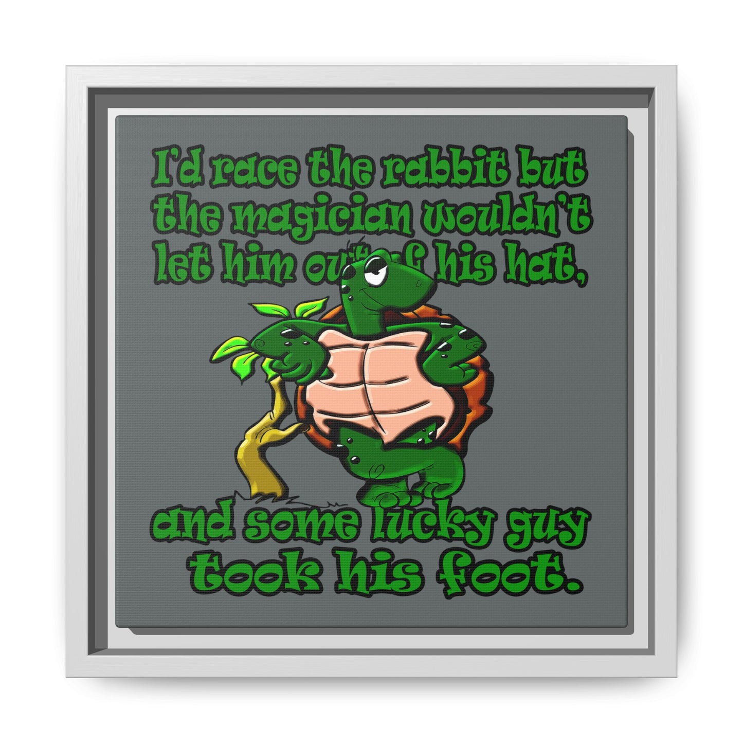 turtle race - framed canvas art (dark grey)