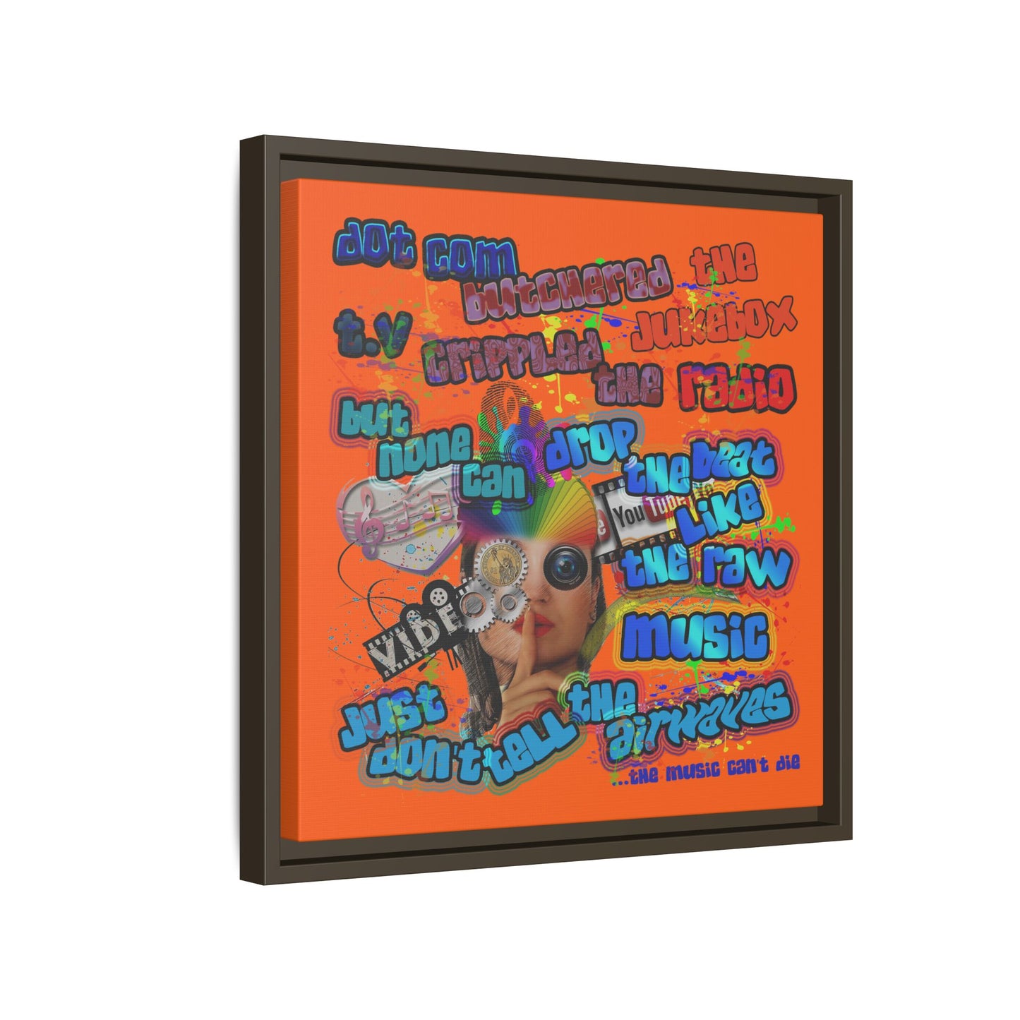 drop the beat - framed canvas art (orange)
