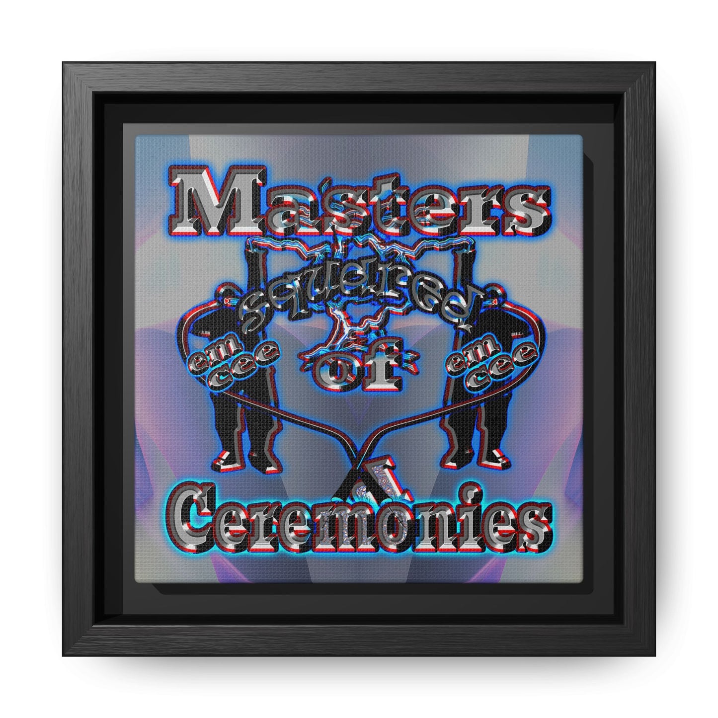 em cee squared - framed canvas art (grey-pink wave)