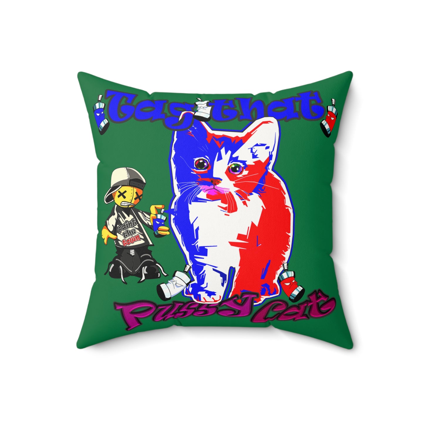 tag that - Faux Suede Square Pillow - (dark green)