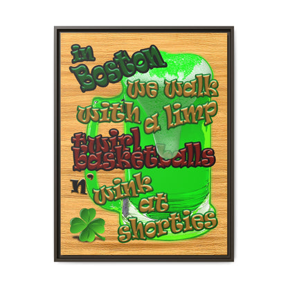 celtics logo - framed canvas art (butterscotch wood finish)