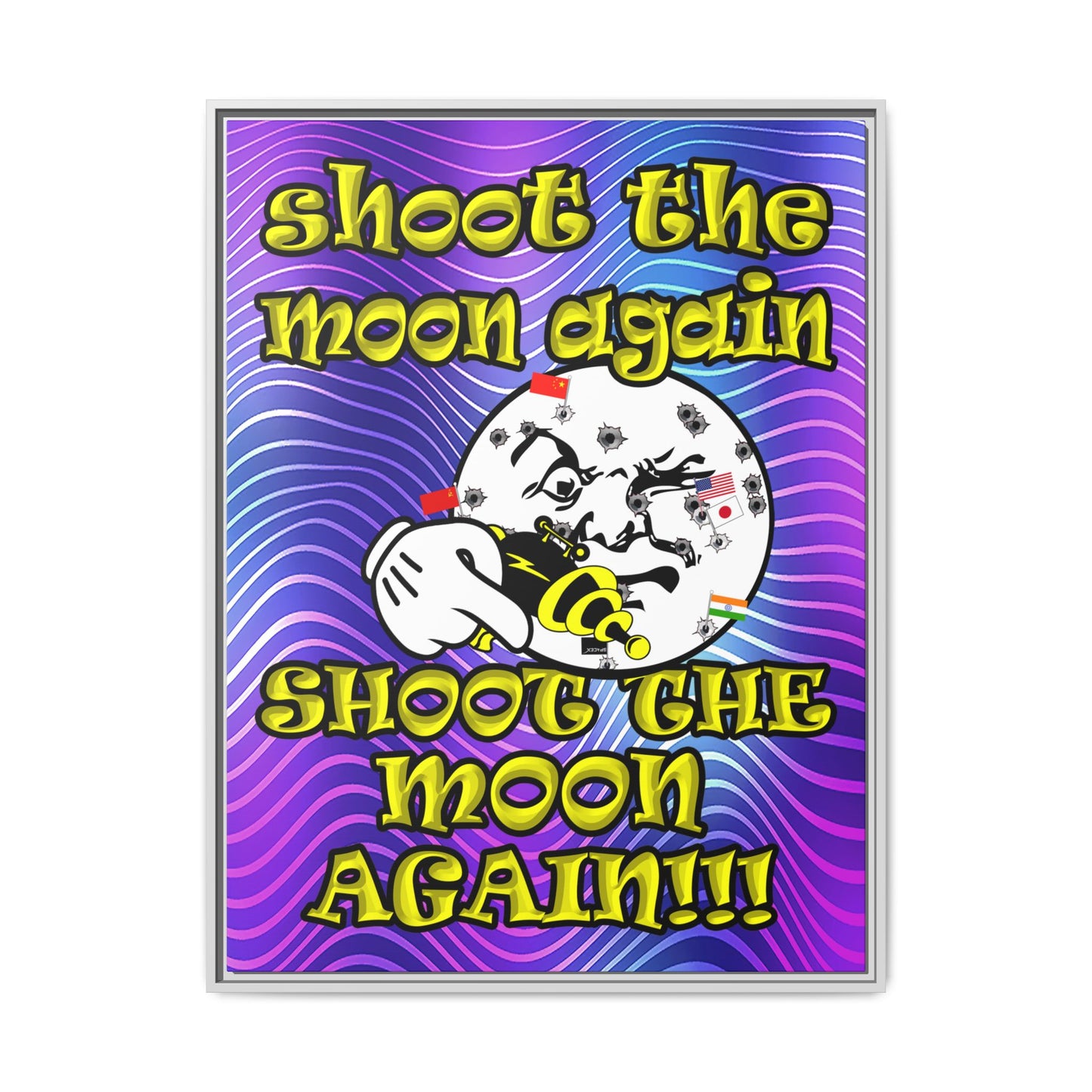 shoot the moon again - framed canvas art (purple wave)