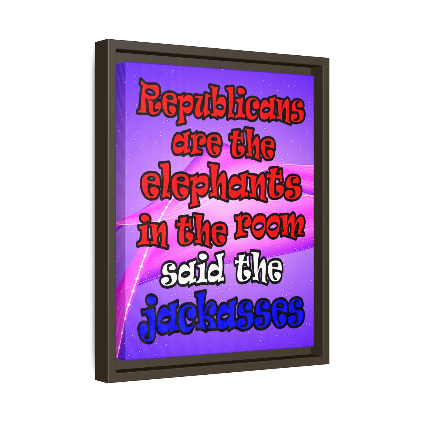 donkeys and elephants - framed canvas art (purple-pink wave)