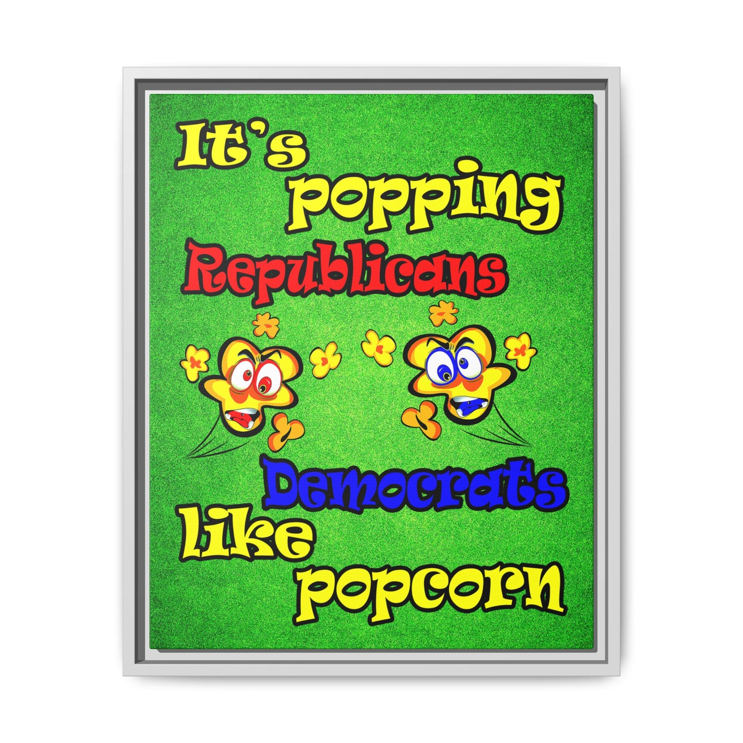 popping like popcorn - framed canvas art (green turf)
