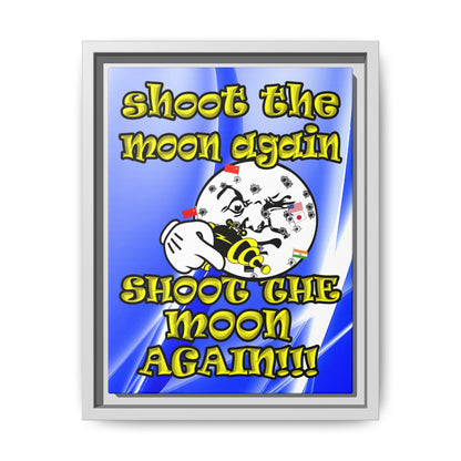 shoot the moon again - framed canvas art (blue-white wave)