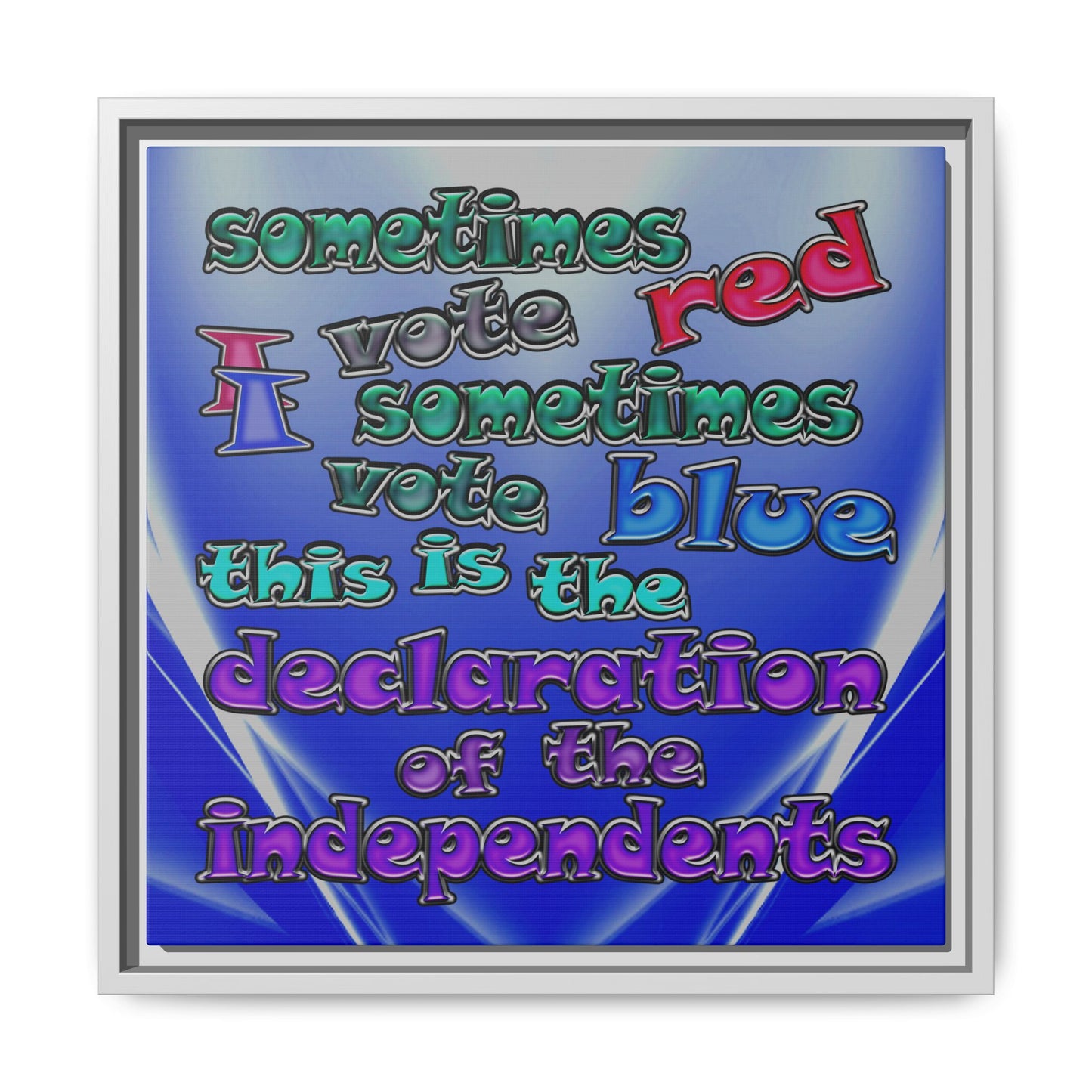 declaration of the independents - framed canvas art (blue-white wave)