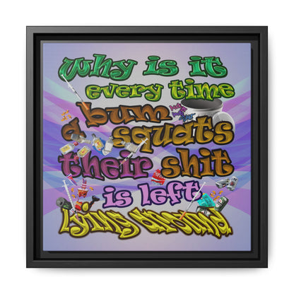 the bum's shit - framed canvas art (light blue-pink wave)