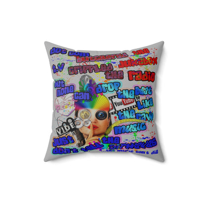 drop the beat - Spun Polyester Square Pillow - (light grey)