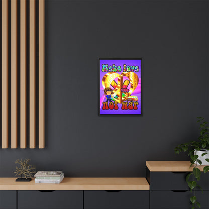 love peace - framed canvas art (purple-pink wave)