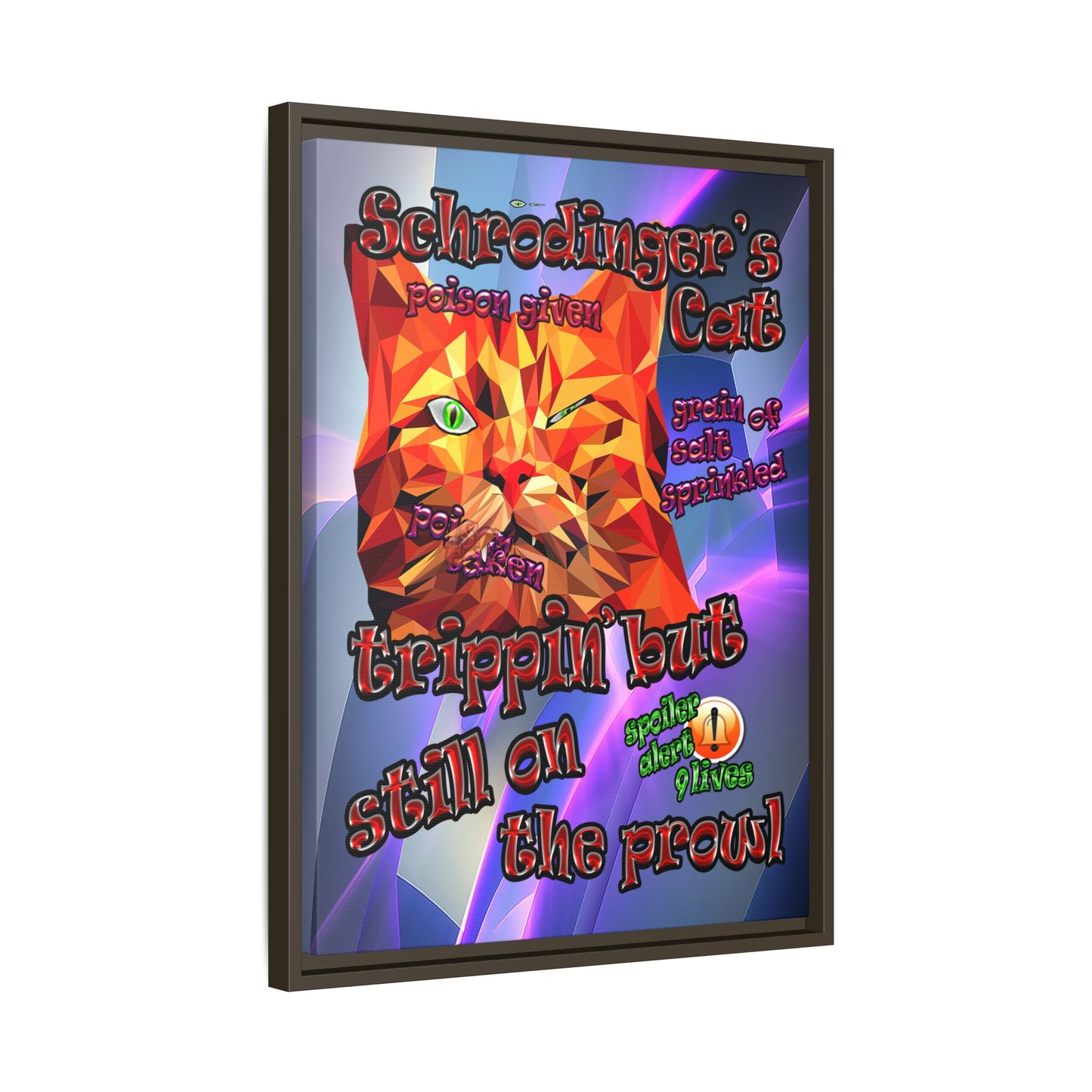 schrodinger's cat - framed canvas art (grey-pink wave)