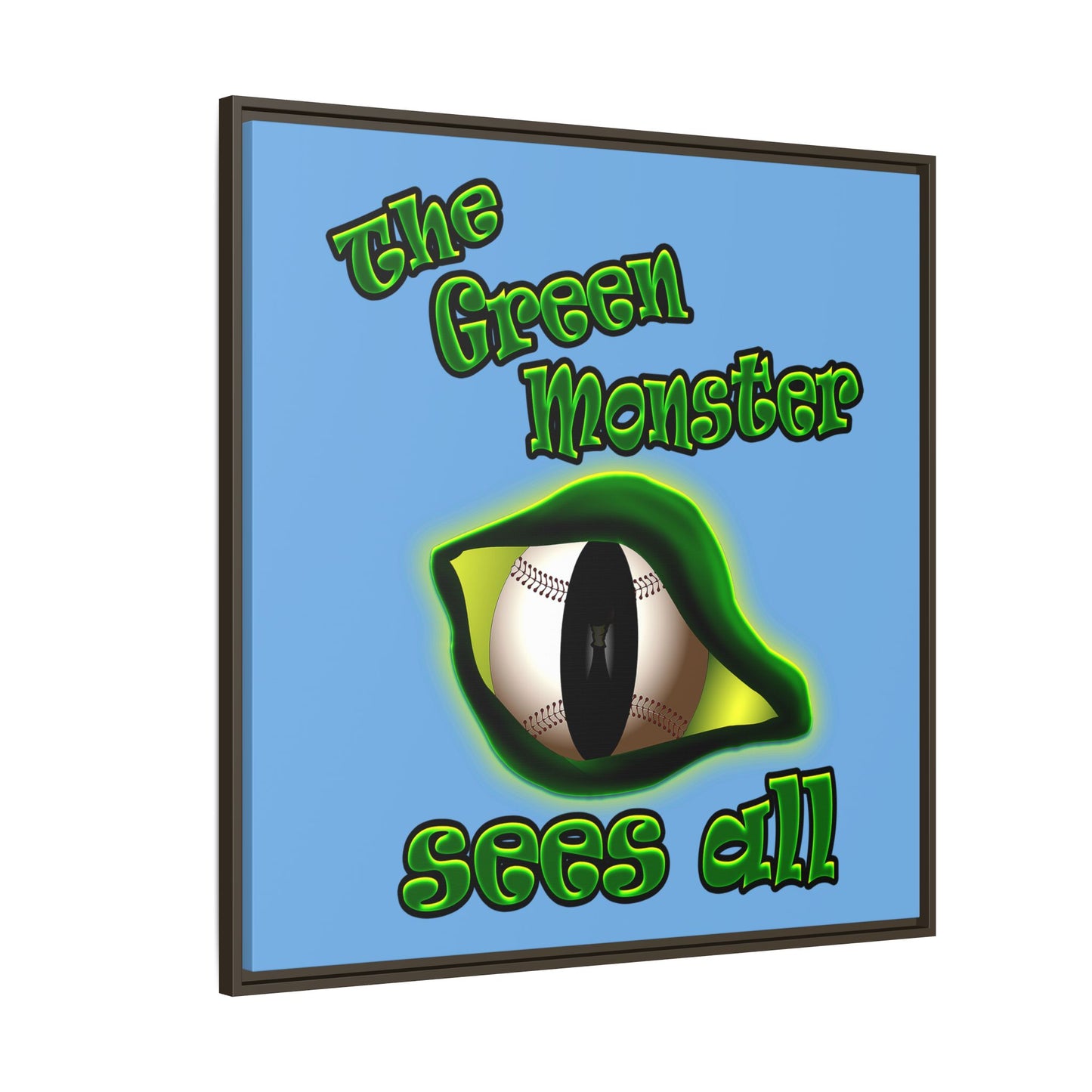 green monster - framed canvas art (light blue)