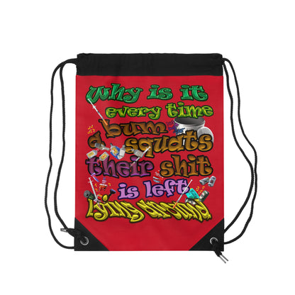 the bum's shit - Drawstring Bag (dark red)