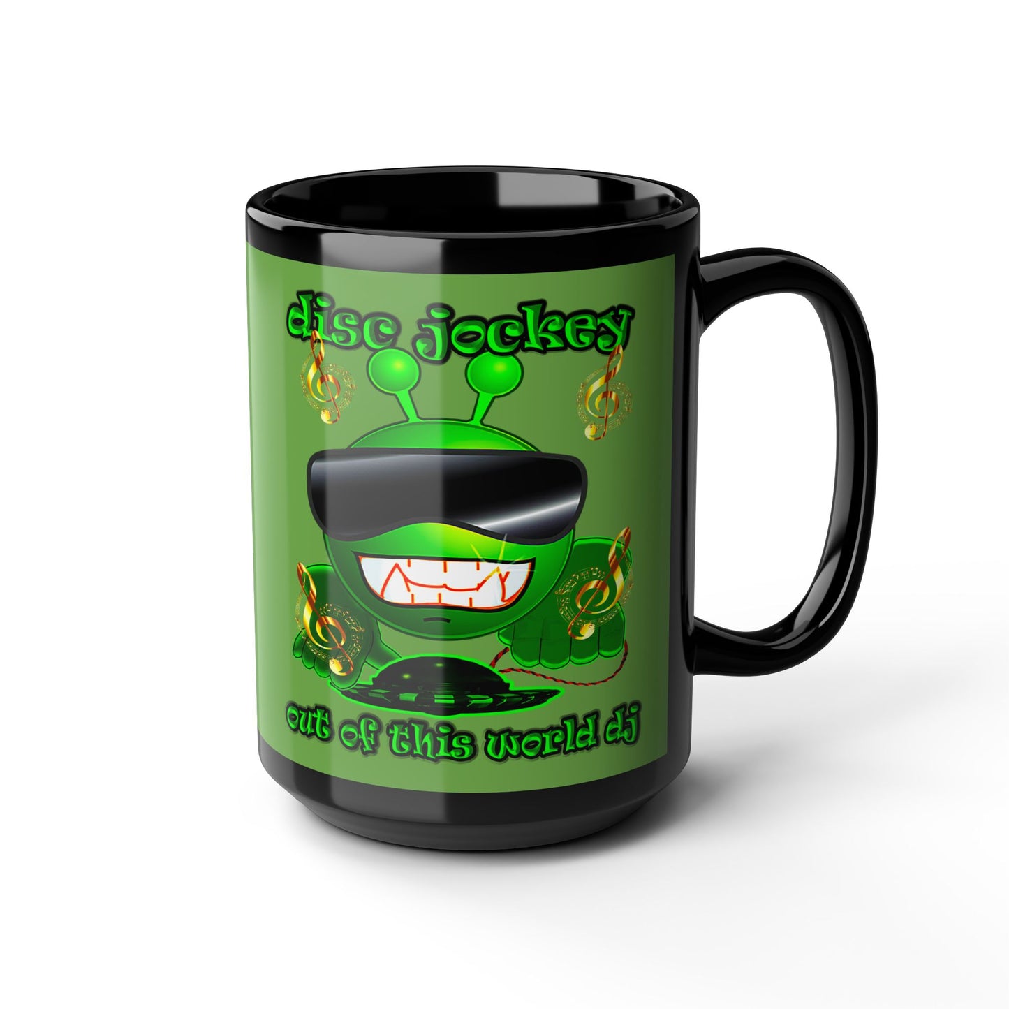 disc jockey - Black Mug (green)