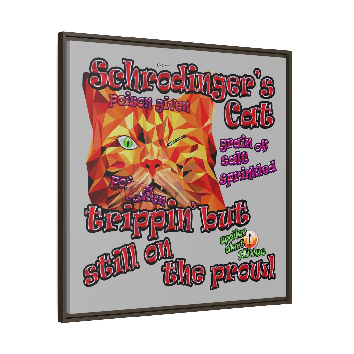schrodinger's cat - framed canvas art (light grey)