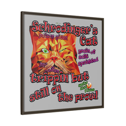 schrodinger's cat - framed canvas art (light grey)