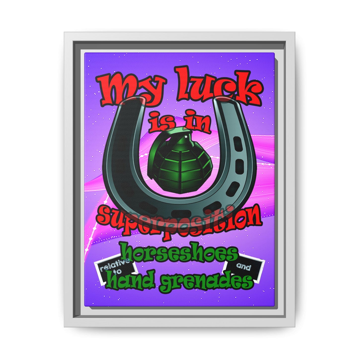my luck - framed canvas art (purple-pink wave)