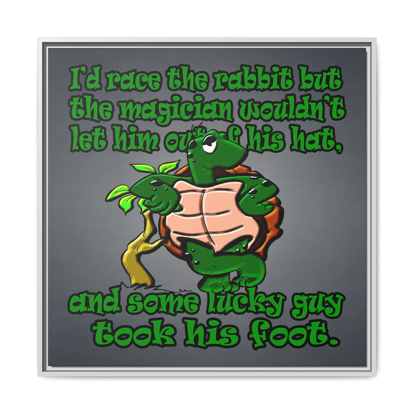 turtle race - framed canvas art (grey-light grey)