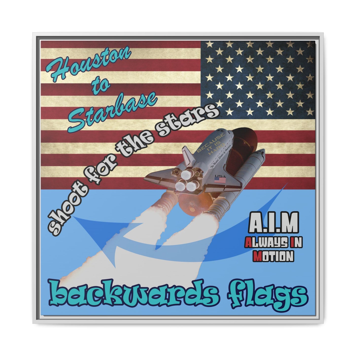 shoot for the stars - framed canvas art (light blue)