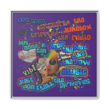 drop the beat - framed canvas art (purple)