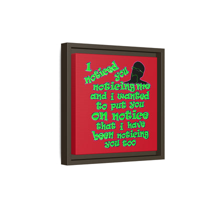 noticed you noticing - framed canvas art (dark red)