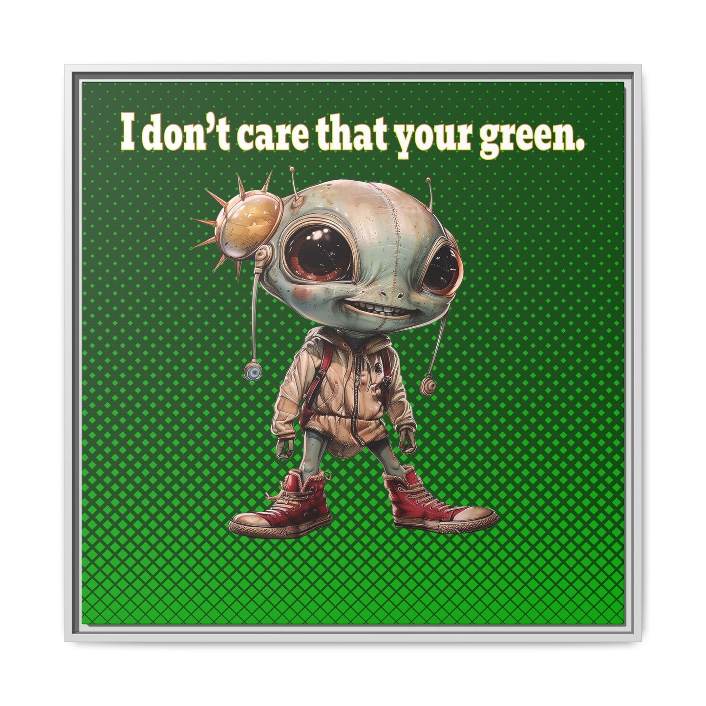 I don't care that your green - framed canvas art (logo green)