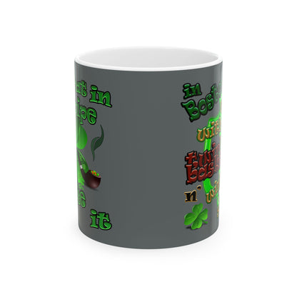 celtics logo - White Mug (dark grey)