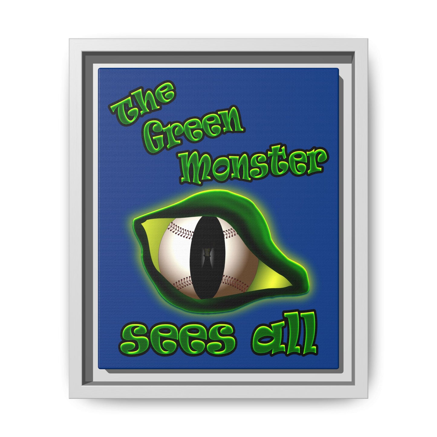 green monster - framed canvas art (dark blue)