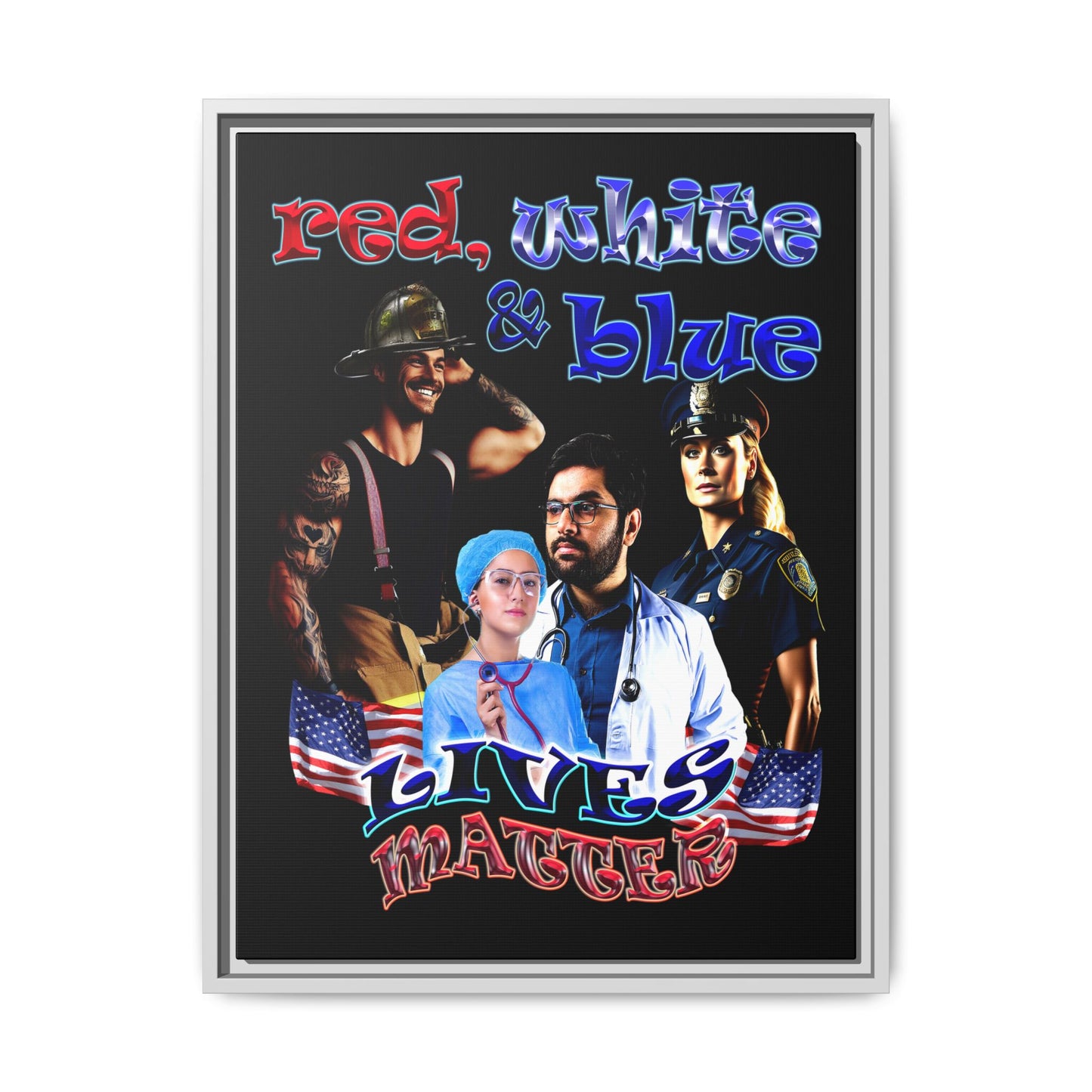 rw&b lives matter - framed canvas art (black)