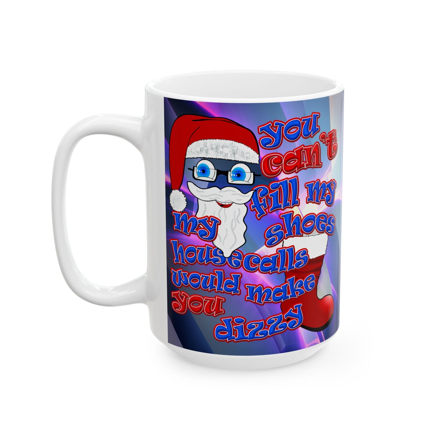 santa's shoes - White Mug (grey-pink wave)