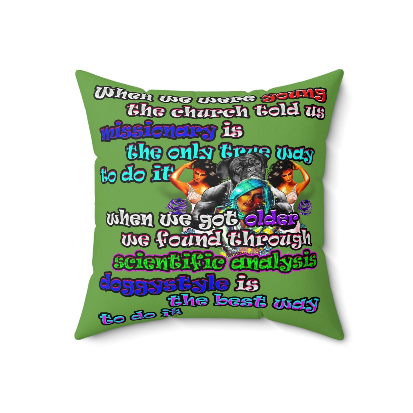 doggystyle - Spun Polyester Square Pillow - (green)