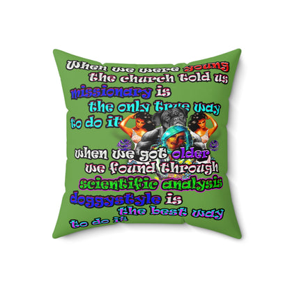 doggystyle - Spun Polyester Square Pillow - (green)